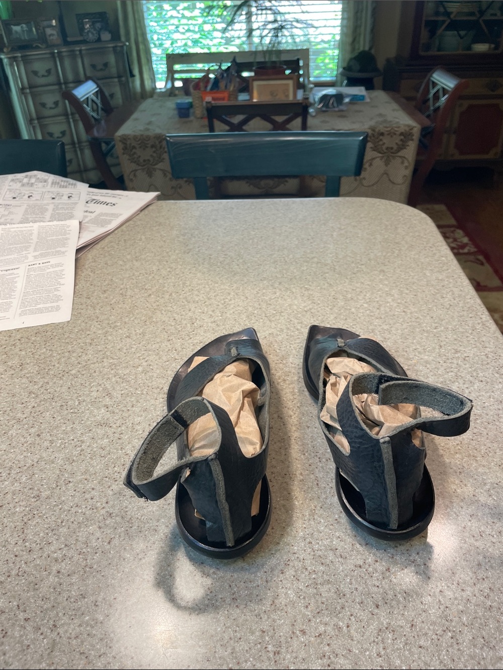 Women's Black Ankle-Strap Leather Sandals - Picture 3 of 4